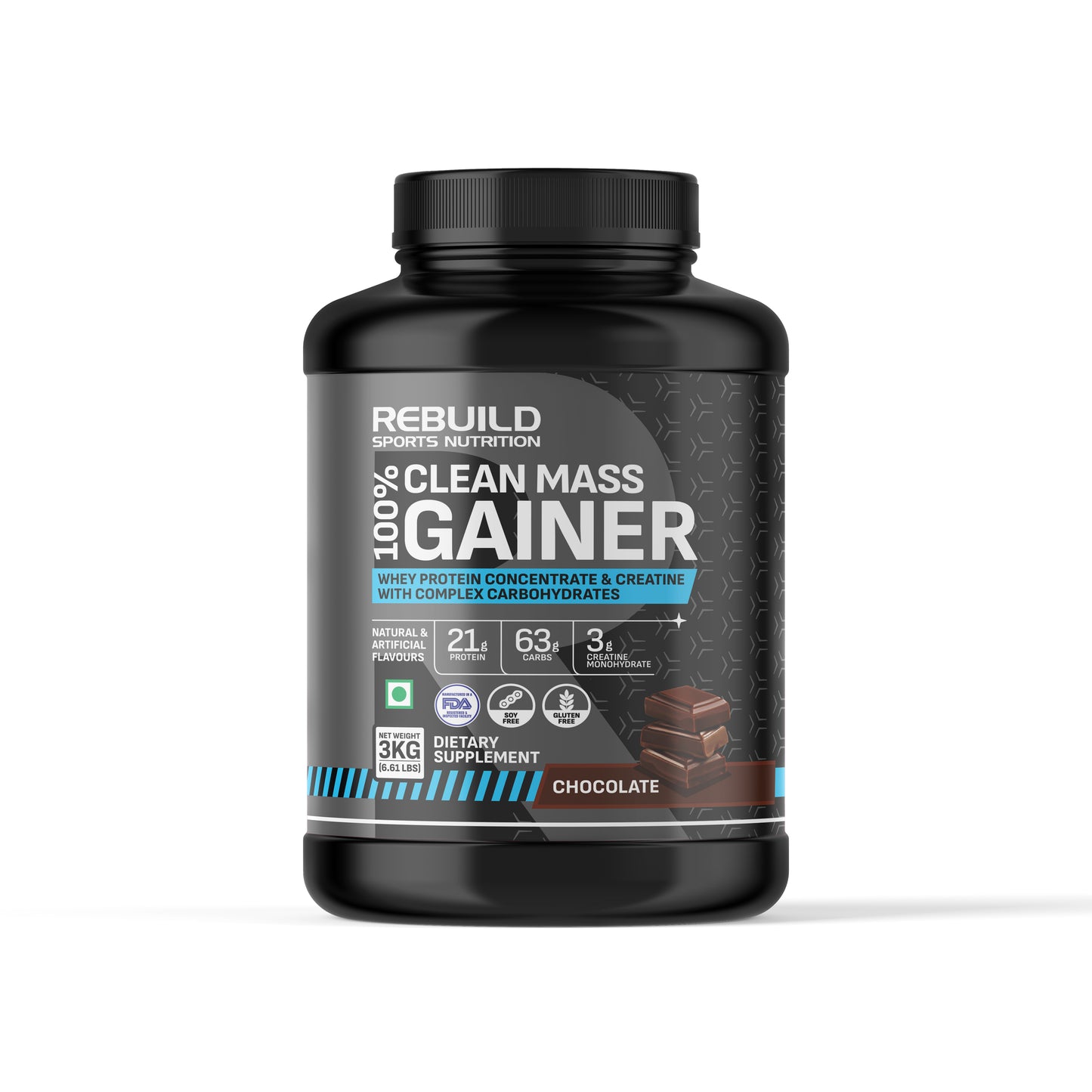 Rebuild sports nutrition 100% Clean mass gainer 3kgs