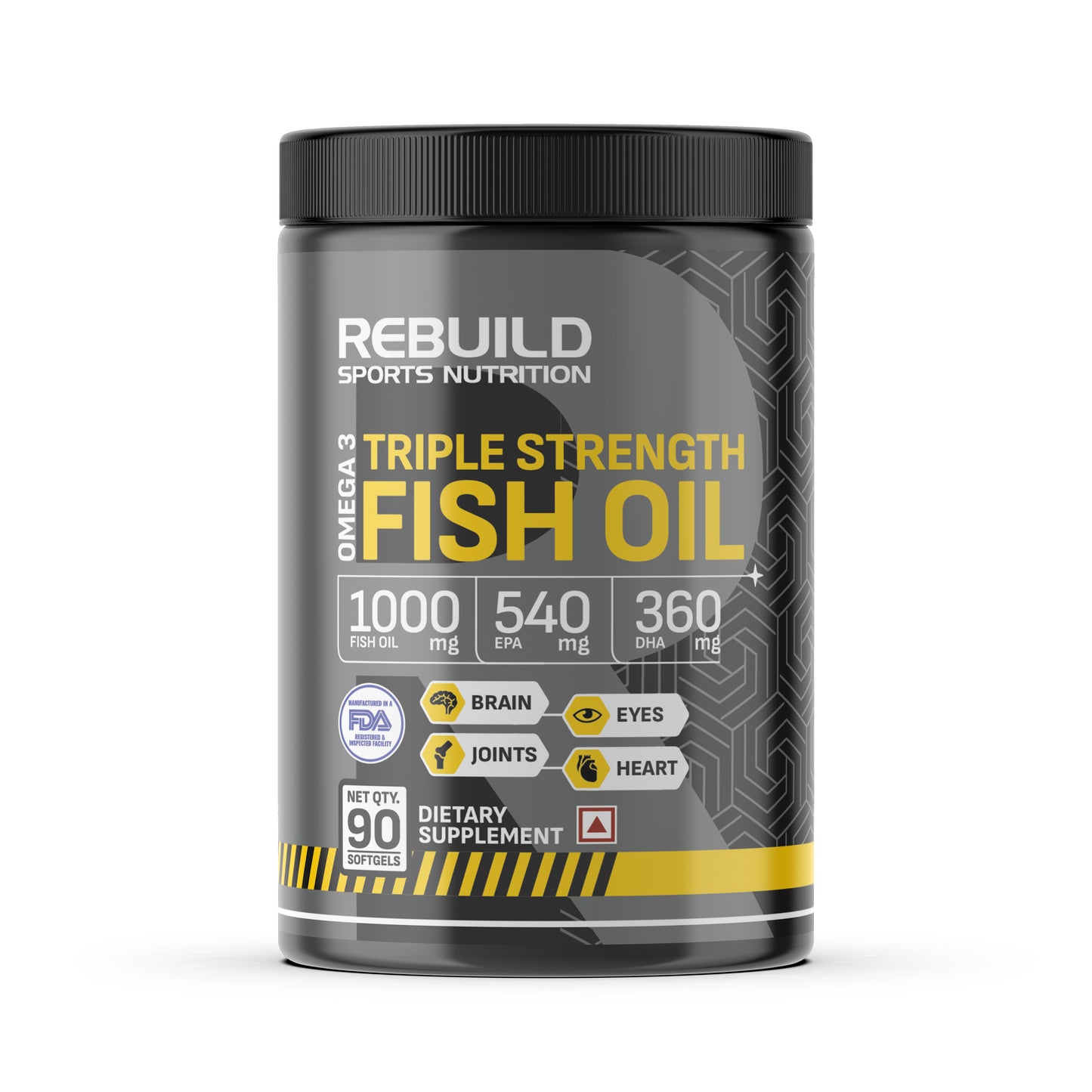 Rebuild sports nutrition Omega-3 triple strength Enteric coated fish oil 90 softgel