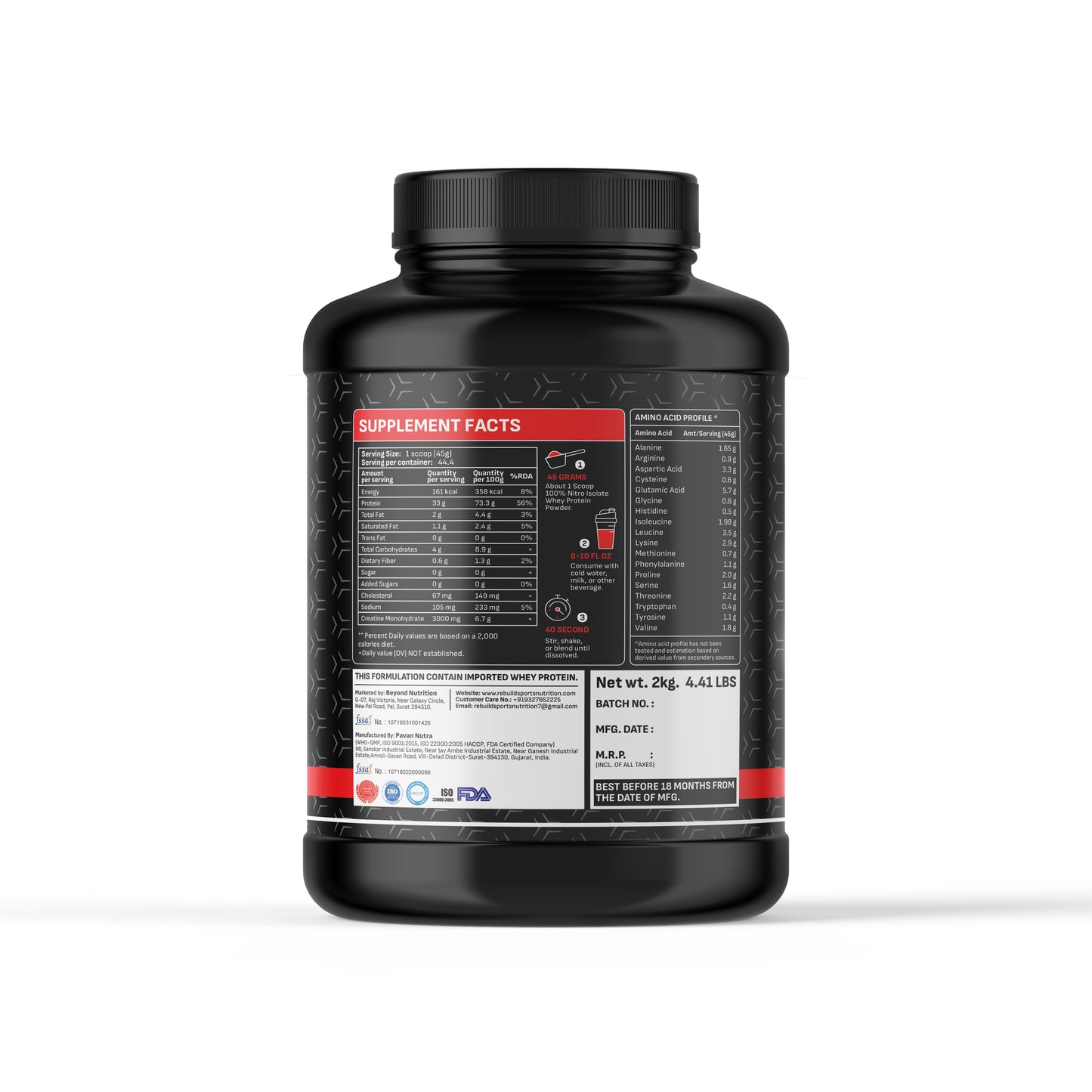 Rebuild sports nutrition 100% NitroIsolate whey protein 2kg