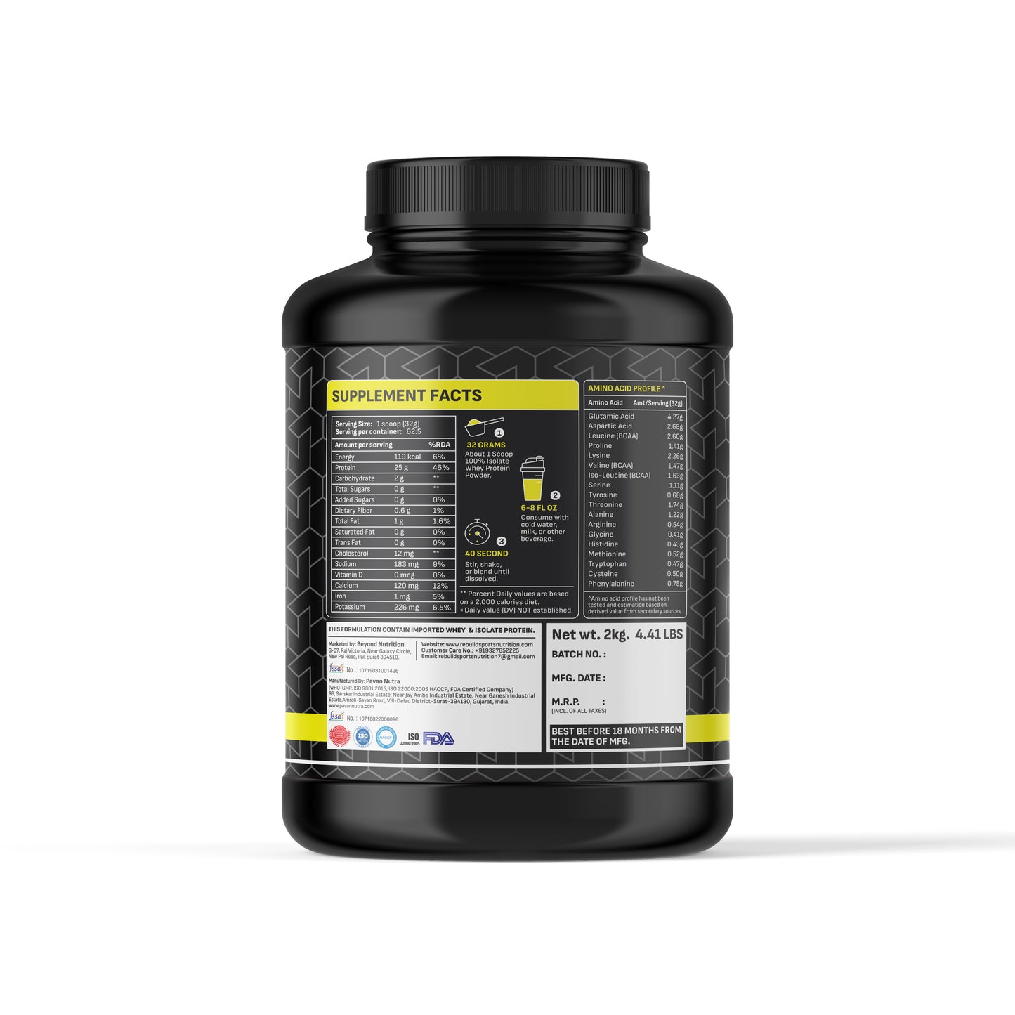 Rebuild sports nutrition 100% Isolate whey protein 2kg