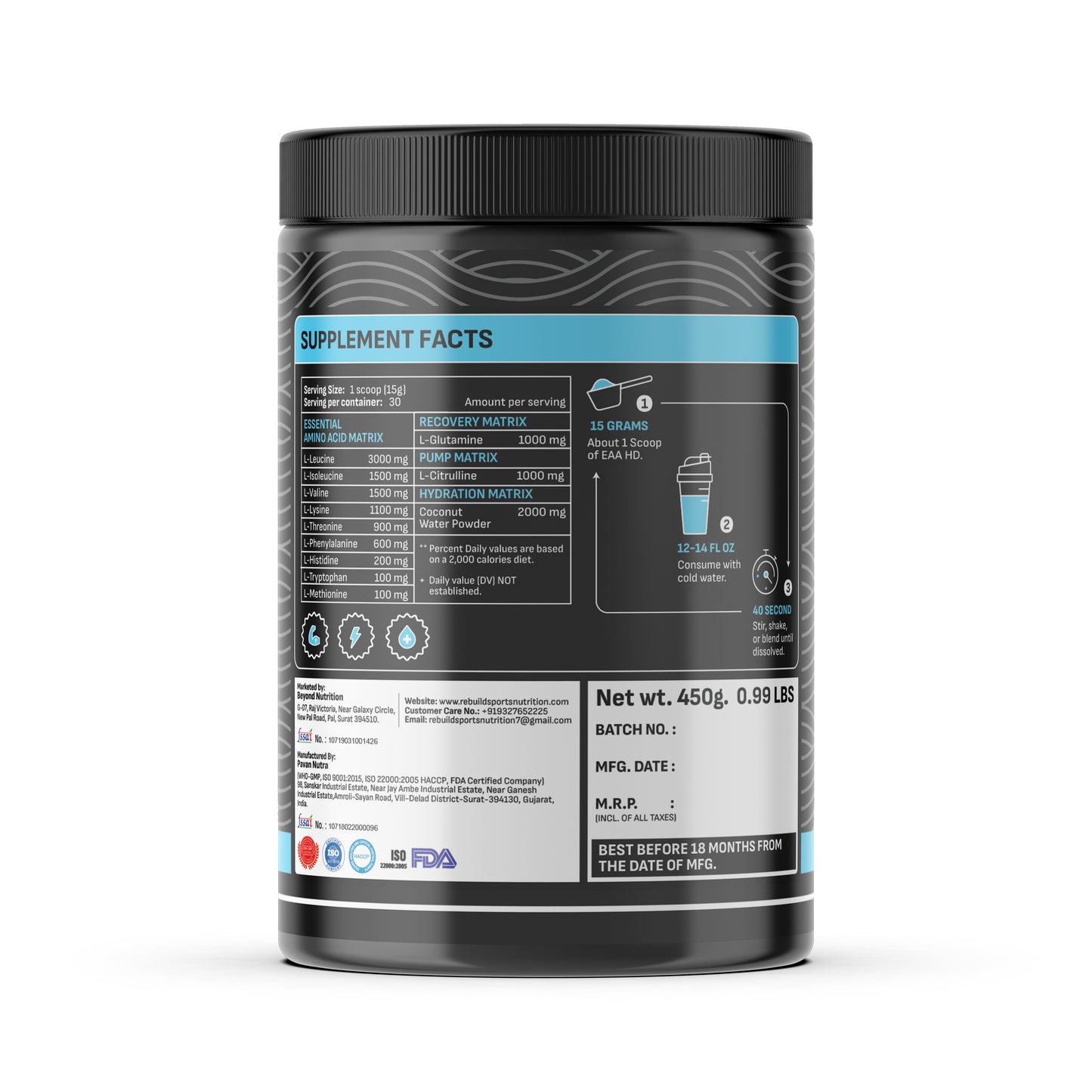 Rebuild sports nutrition EAA HD 30 servings fermented