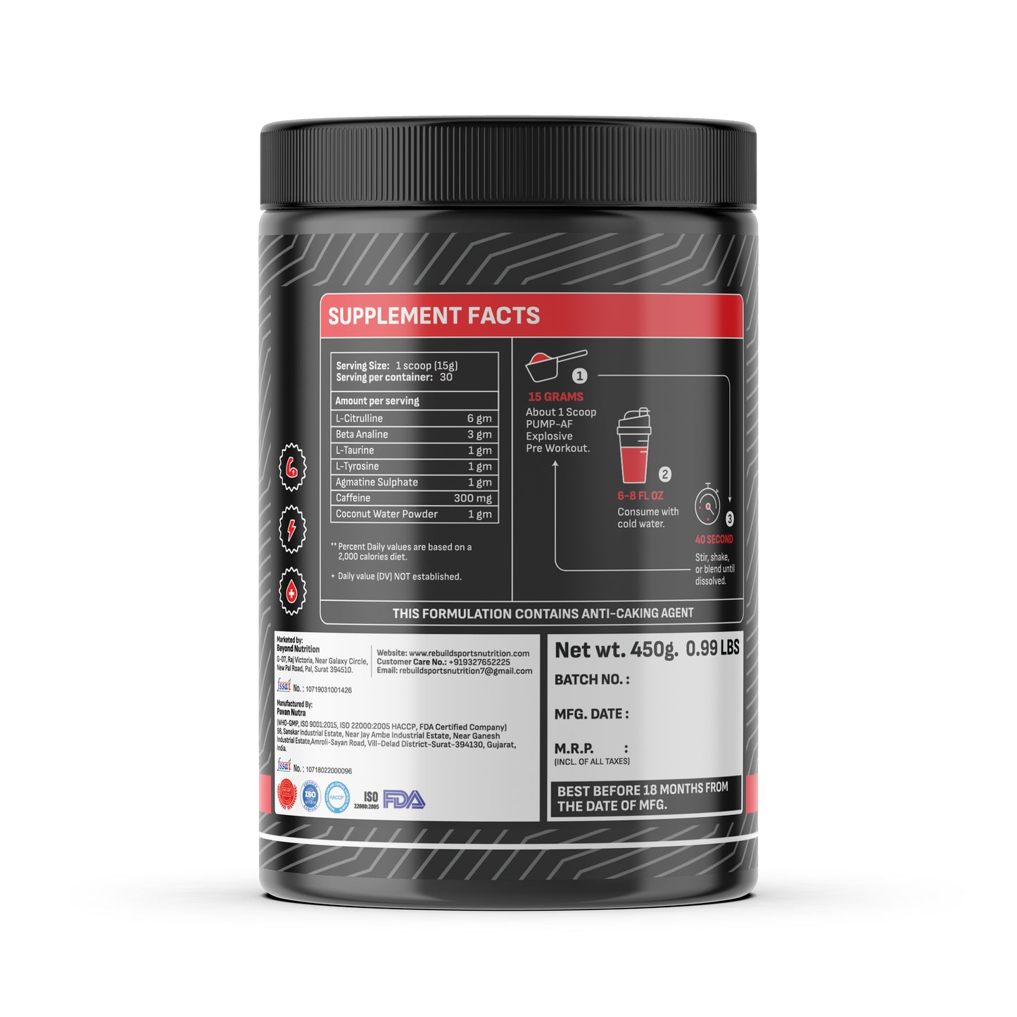 Rebuild sports nutrition Pump-AF 30 servings pre-workout